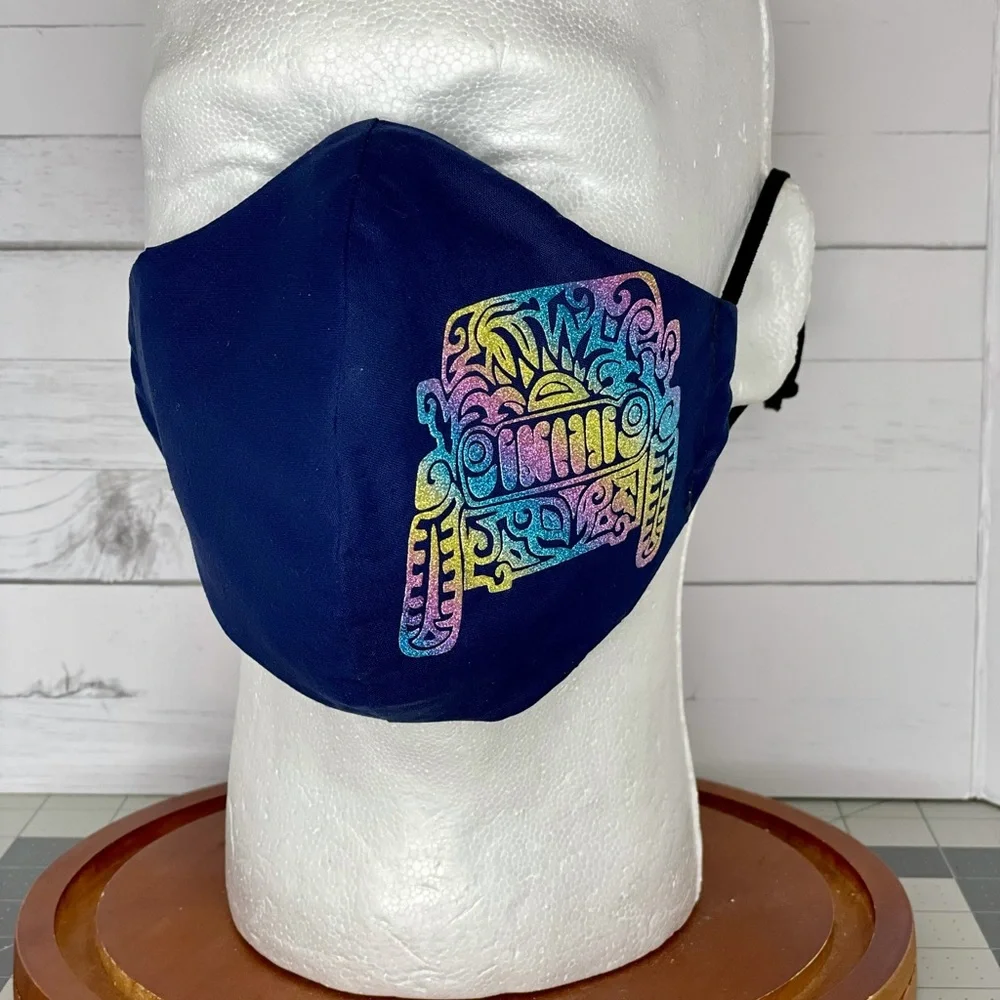 reflective rainbow mandala jeep girl face mask